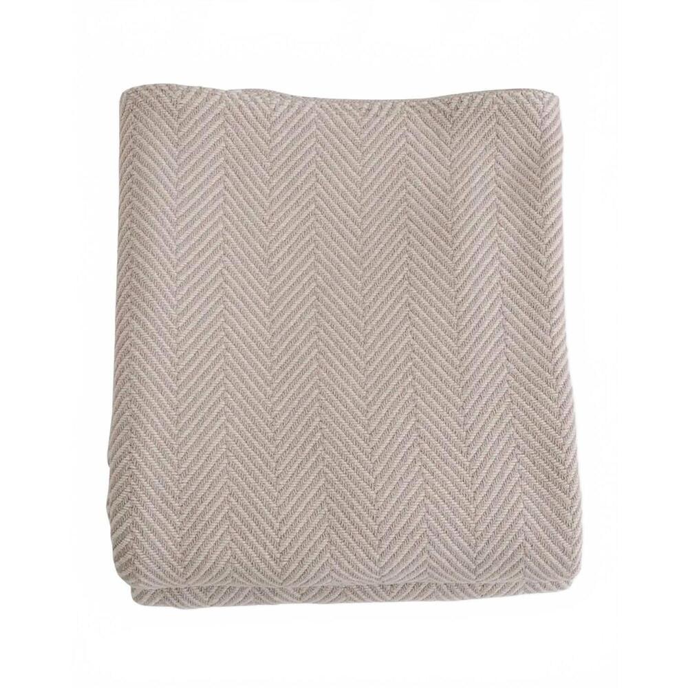 NEW EVANGELINE herringbone cotton blanket - king 108"x93" in blush/natural